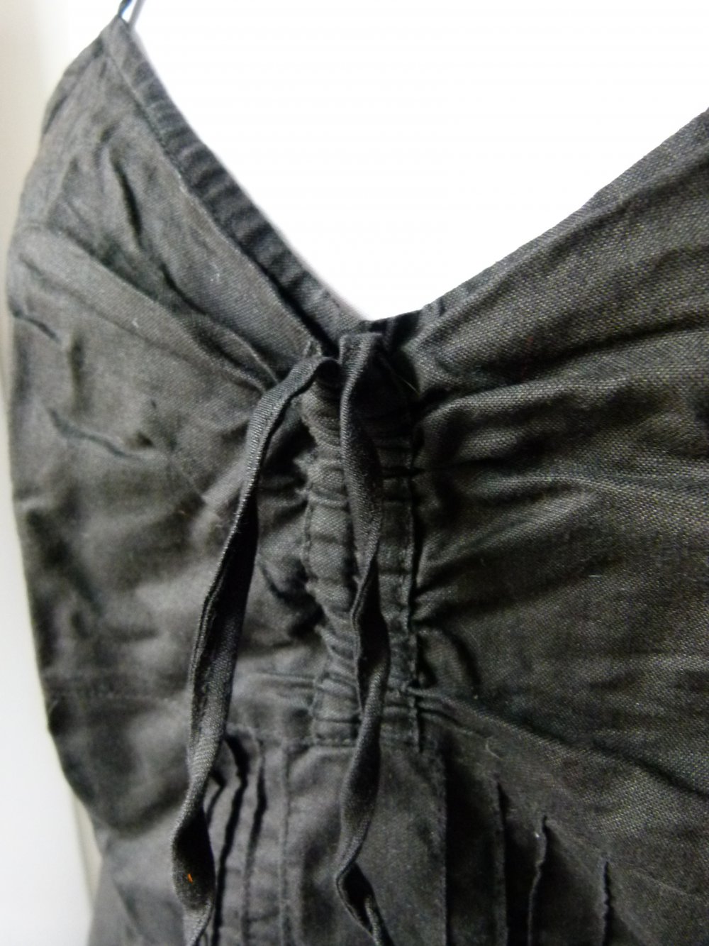 Leinen Top, schwarz, Gothic Boho Mori Sommer Goa Festival