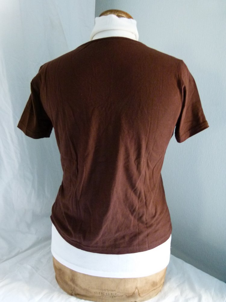 Basic Shirt, dunkelbraun, Stretch, Mori Boho Goa Festival Lagenlook