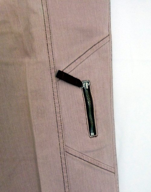 Stretch Hose Jeans, braun nude altrosa, mit Ziernähten, Boho Mori Goa Festival 