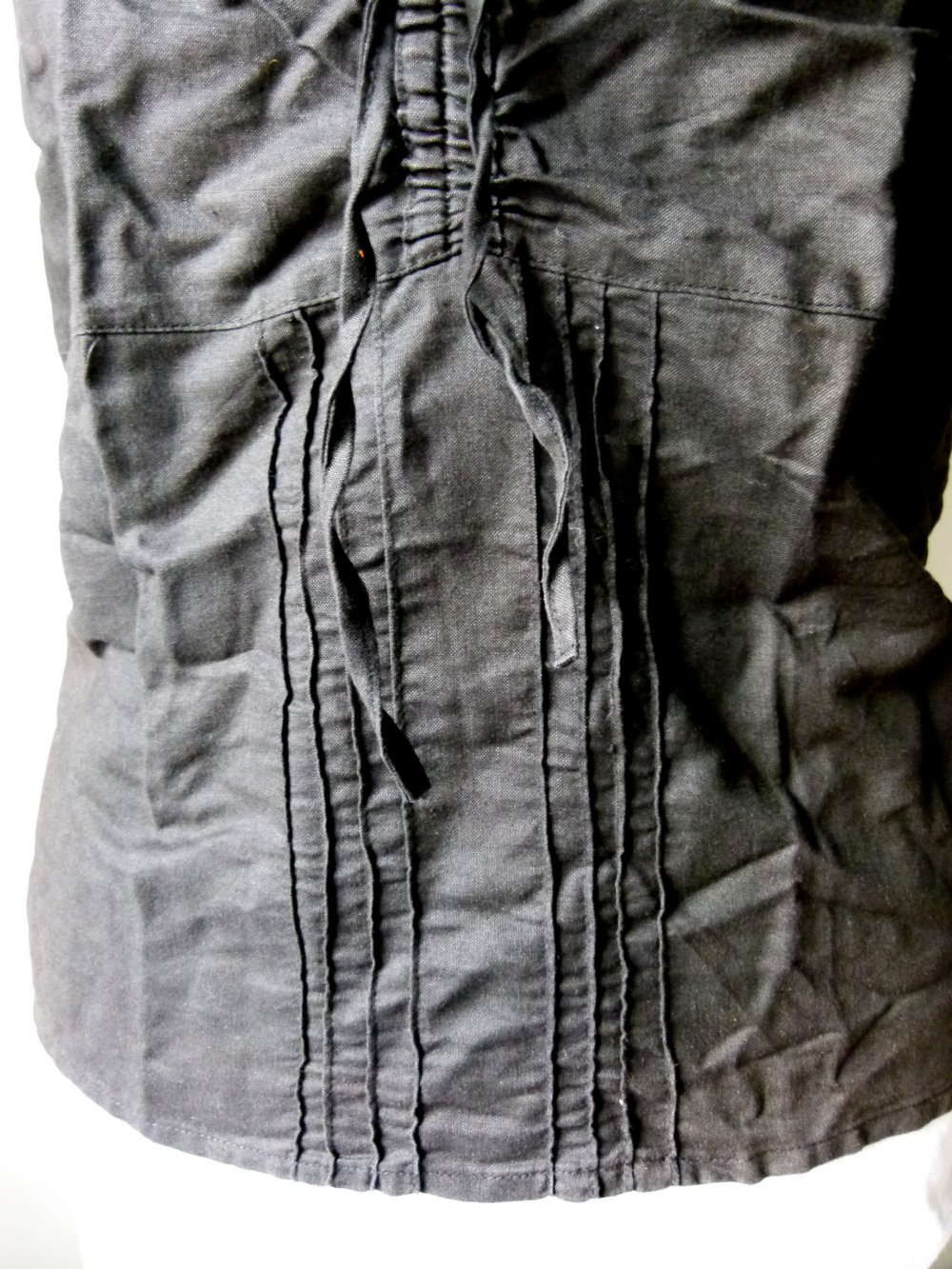 Leinen Top, schwarz, Gothic Boho Mori Sommer Goa Festival