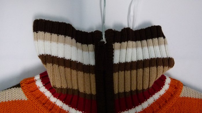 Strickjacke Cardigan, braun dunkelrot orange cremeweiß, Boho Mori Lagenlook Herbst Festival