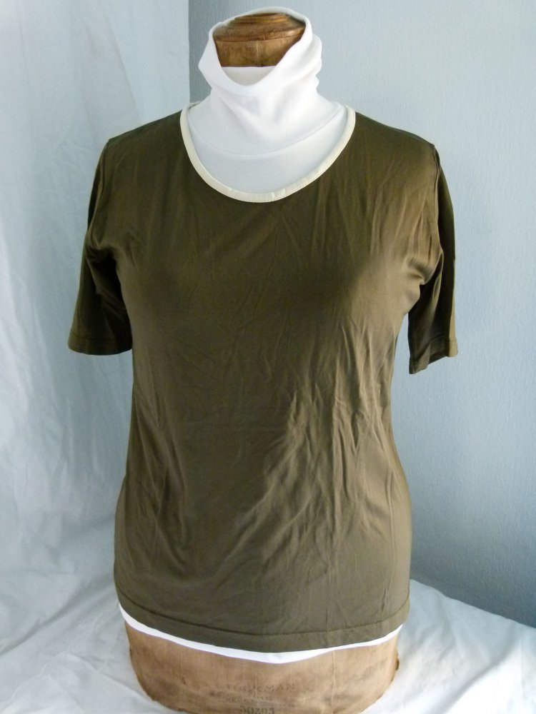 Basic Shirt, waldgrün oliv khaki, Stretch, Mori Boho Goa Festival Lagenlook Sport Yoga