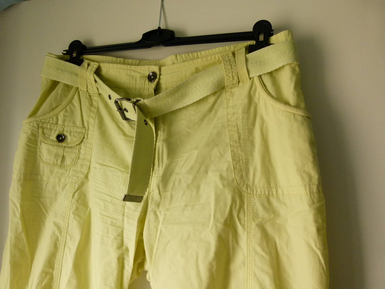 Sommer Hose Capri, lindgrün hellgrün, mit Gürtel, luftig & leicht, Boho Lagenlook Mori Landleben