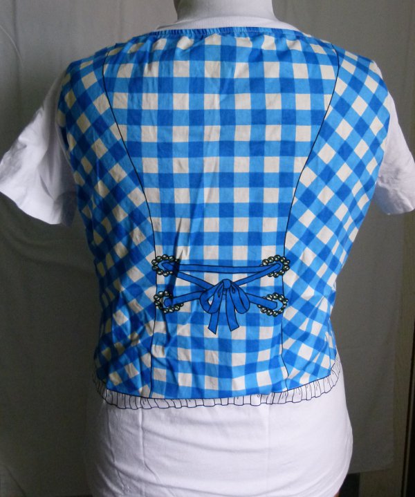 Dirndl T-Shirt, weiß mit türkis blauem Druck, NEU, Oktoberfest Sommer Party Cottagecore