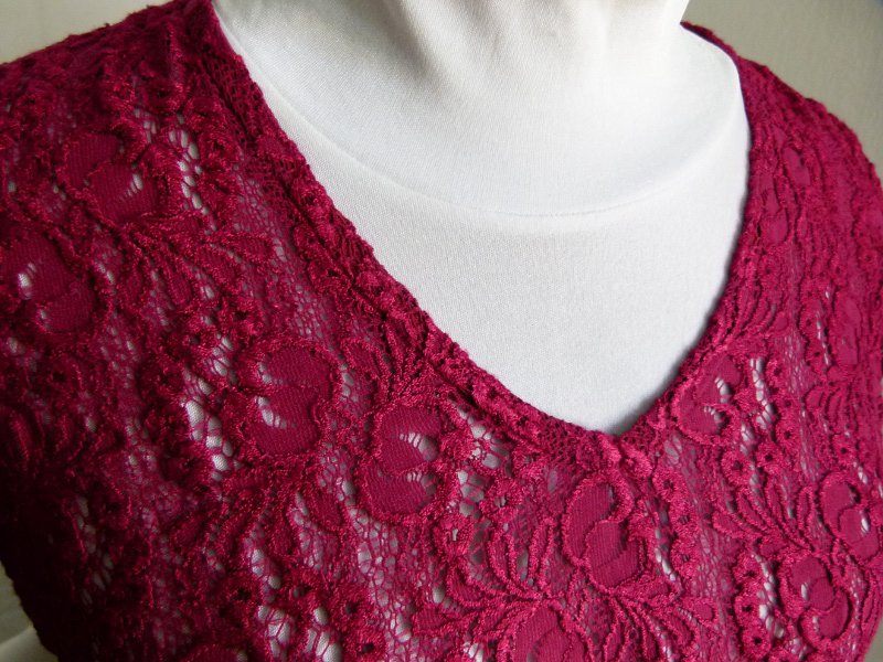 Spitzen Shirt, weinrot bordeaux, Stretch, Boho Sommer Festival Floral Mori Gothic