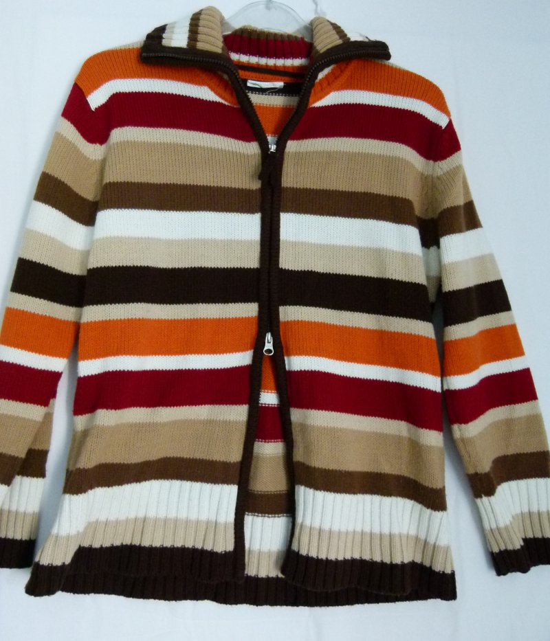 Strickjacke Cardigan, braun dunkelrot orange cremeweiß, Boho Mori Lagenlook Herbst Festival
