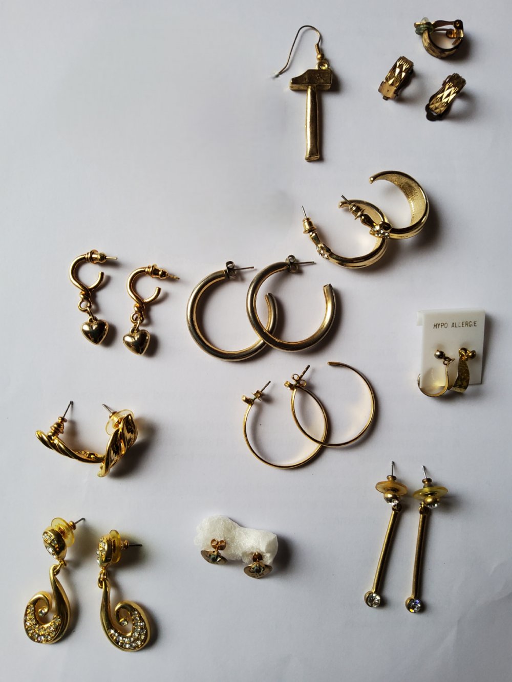 Ohrringe Set, 22 teilig, goldfarben vergoldet, Modeschmuck, Boho Mori Vintage Retro Statement