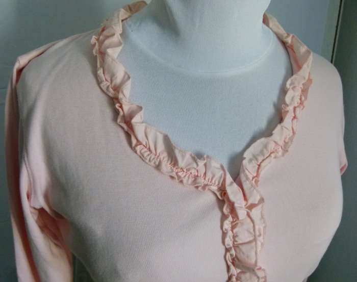 Rüschen Shirt, pastellrosa nude, stretchig, Boho Mori Romantik Hippie Goa Lagenlook