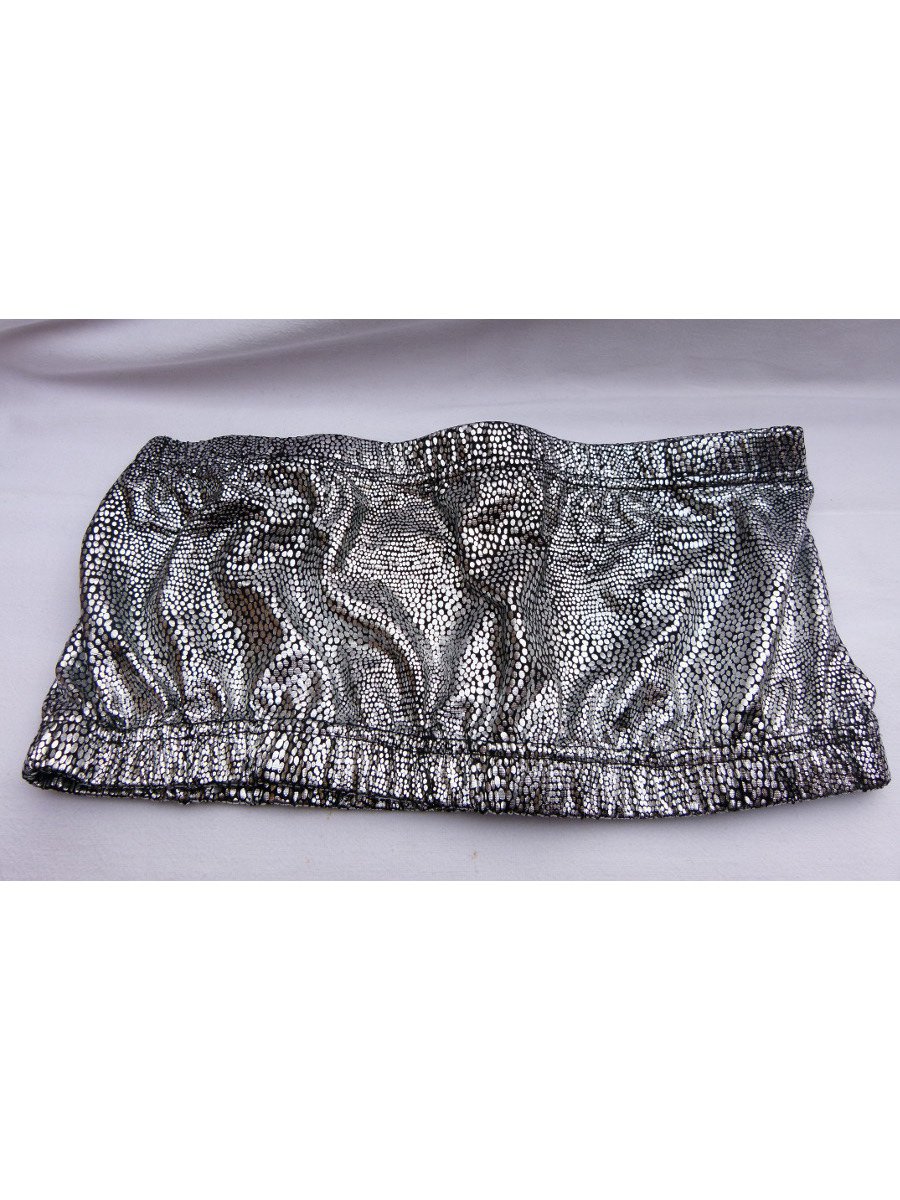 Bandeau Top Bustier, schwarz silber glänzend, NEU, Gothic Boho Goa Festival Edel