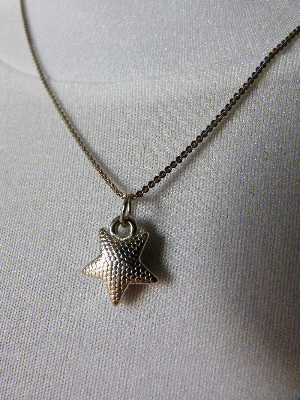 Schmuck Set, Halskette mit Anhänger & Ohrringe, silberfarben mit Sternchen, Modeschmuck, Boho Mori Goa Festival Hippie
