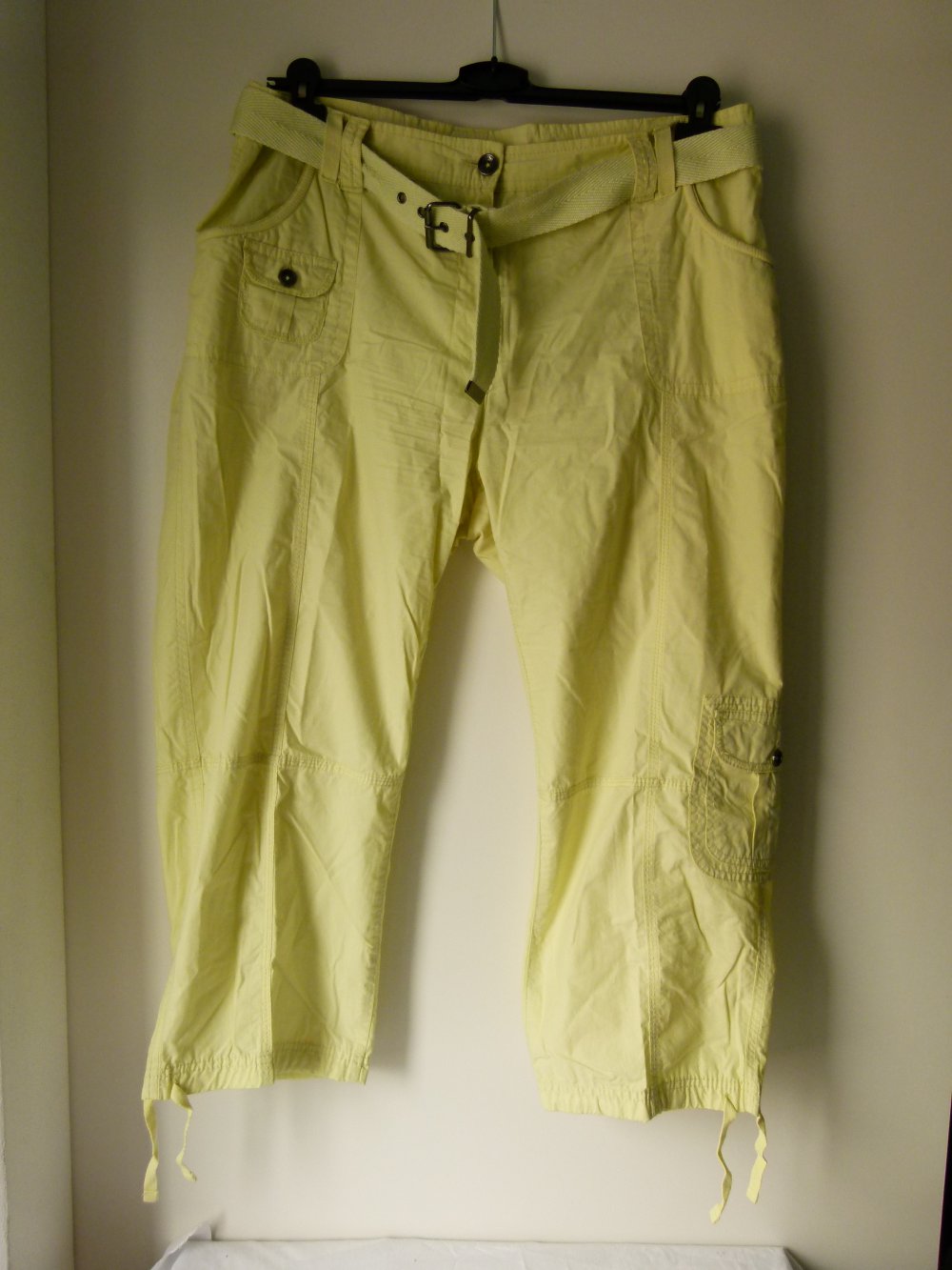 Sommer Hose Capri, lindgrün hellgrün, mit Gürtel, luftig & leicht, Boho Lagenlook Mori Landleben