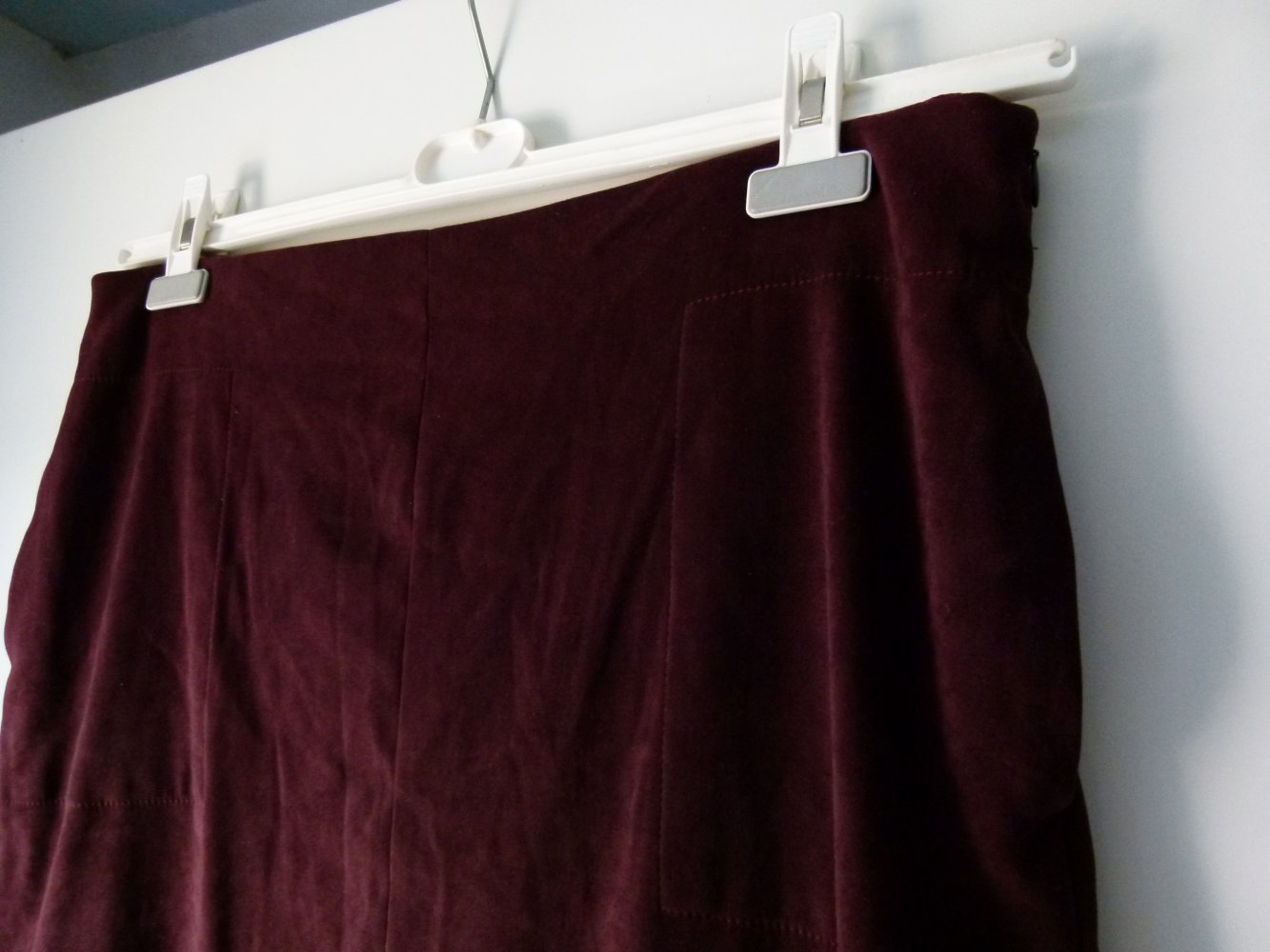 Edler Maxi Rock mit samtigen Griff, dunkles bordeauxrot, festlich Gothic Lagenlook Mori