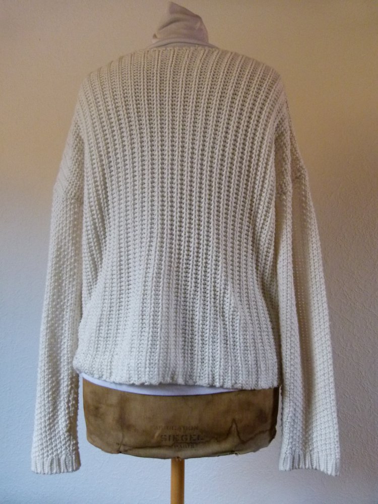 Strick Pulli Pullover, creme weiß, Boho Mori Winter Herbst Knitwear Lagenlook Lochstrick Goa Oversized