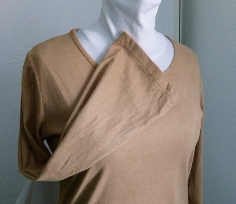 Langarm Shirt mit Trompetenärmeln, sandfarben beige, Mori Boho Goa Festival Lagenlook Basic