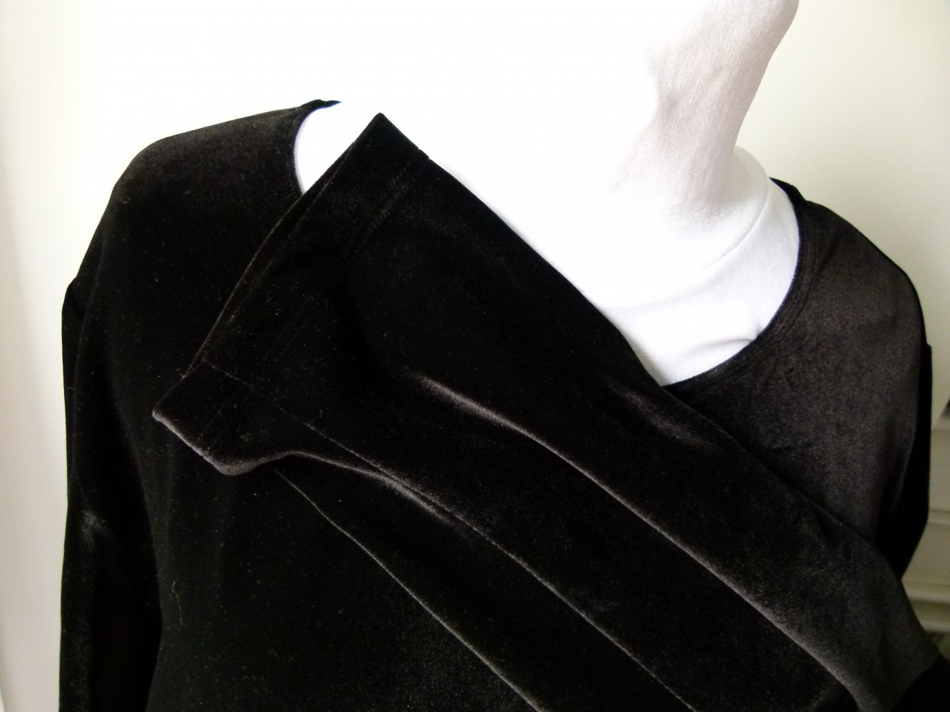 Samt Long Tunika Pullover Kleid, schwarz mit Rosen, Gothic Mori Edel Festlich Lagenlook Oversize Velvet