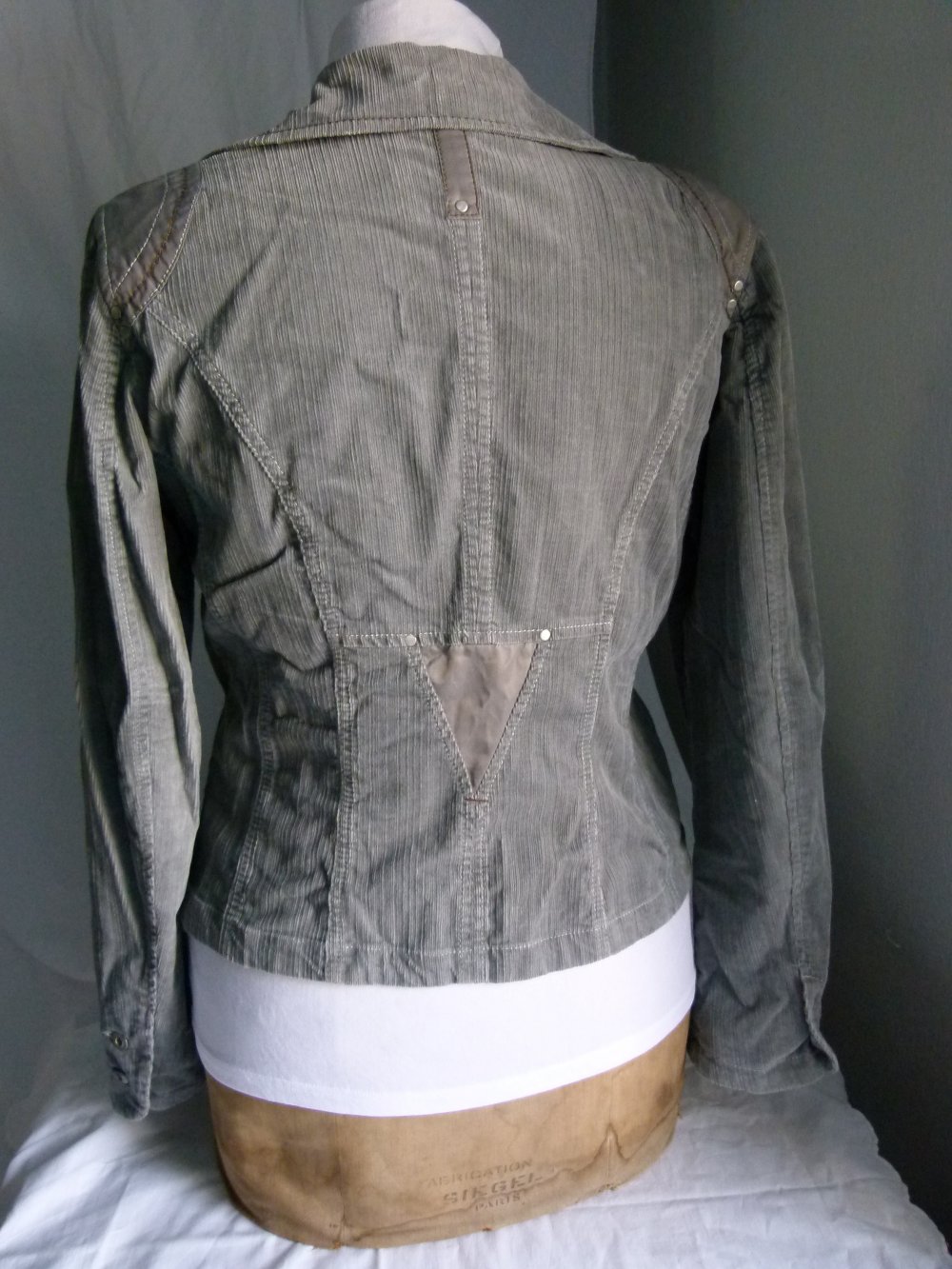 Feincord Jacke Kord Blazer, grau, Boho Büro Business Lagenlook Mori