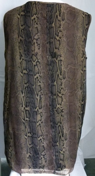 Chiffon Tunika Long Top mit Schlangenmuster, braun khaki schwarz gemustert, Mori Boho Goa Festival Sommer Animalprint