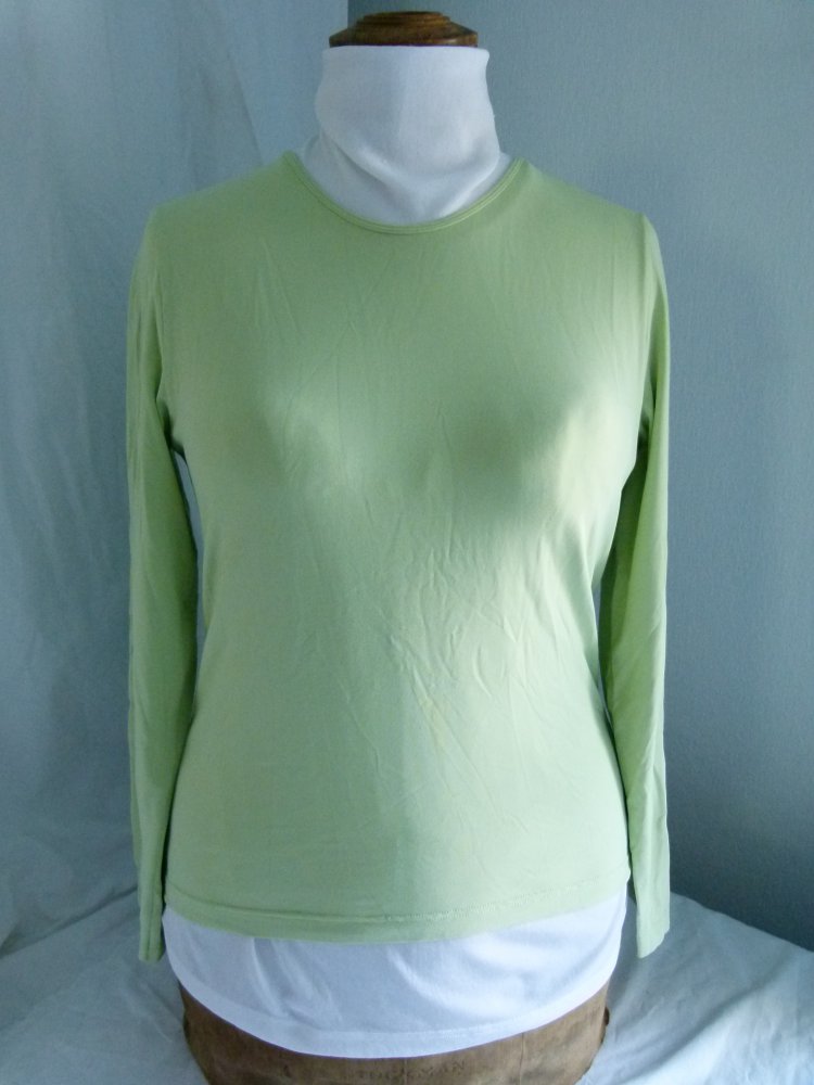 Langarm Basic Shirt, hellgrün pastell, Stretch, Mori Boho Goa Festival Lagenlook Sport Yoga