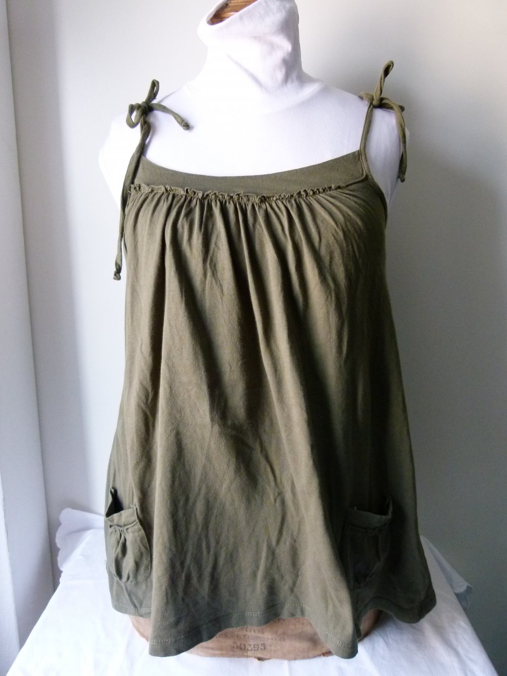 Long Top Hängerchen, grün khaki, Boho Mori Sommer Goa Festival Lagenlook