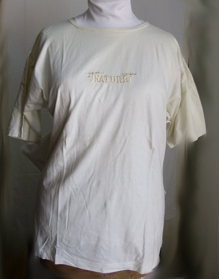 T-Shirt mit Stickerei und Strass, cremeweiß, Oversize Nature Afrika Mori Boho Goa Festival Lagenlook
