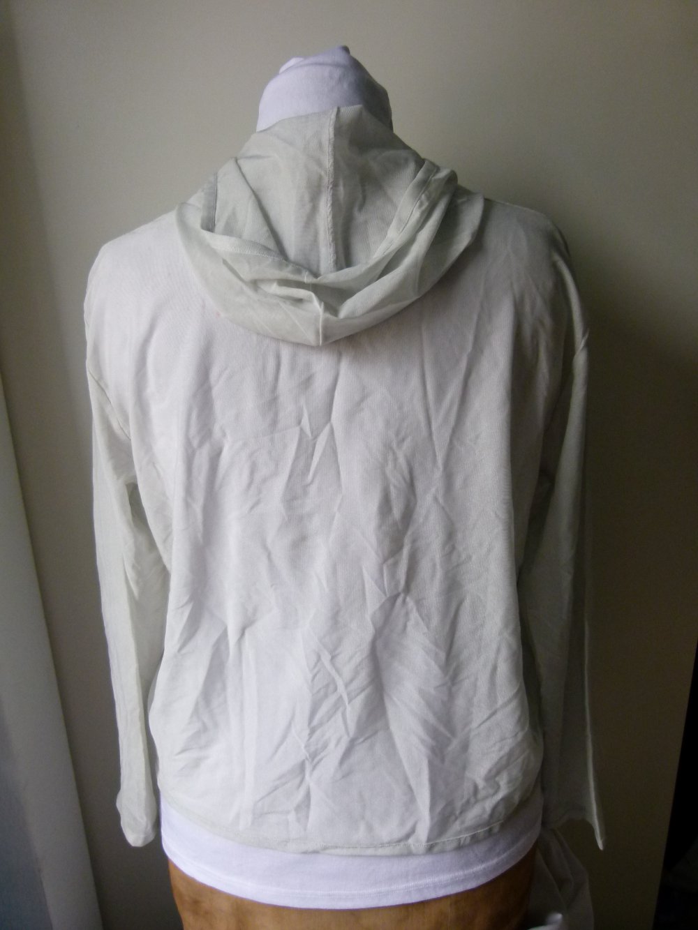 Netz Hoody Mesh Sweater Kapuzen Shirt, silber grau, Festival Goa Boho Lagenlook Rave Gothic