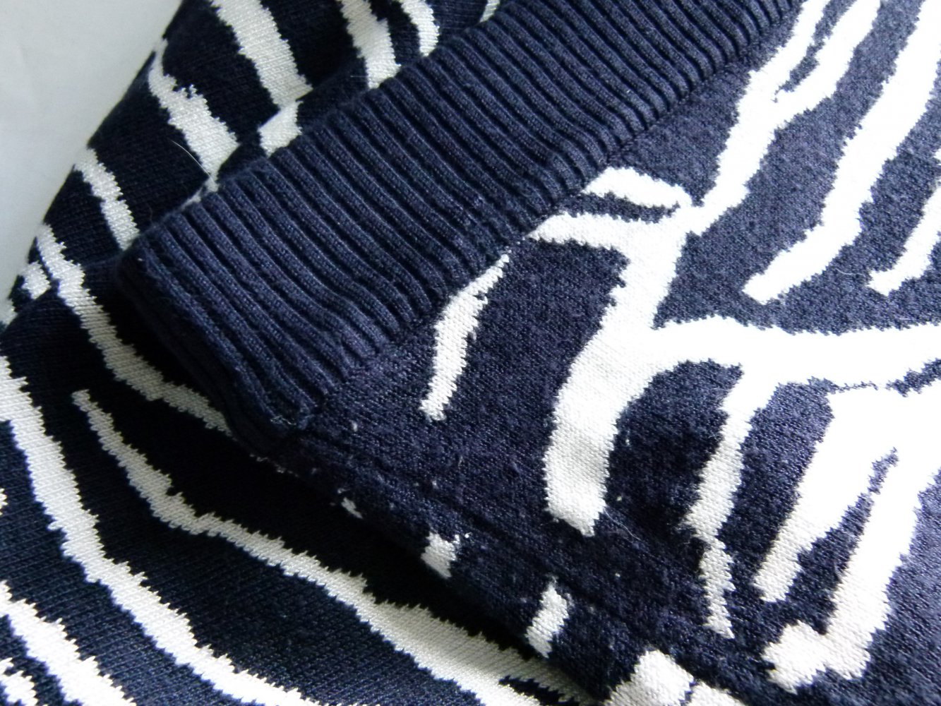 Strick Rock, nachtblau weiß gemustert, Winter Herbst Knitwear Mori Boho Lagenlook