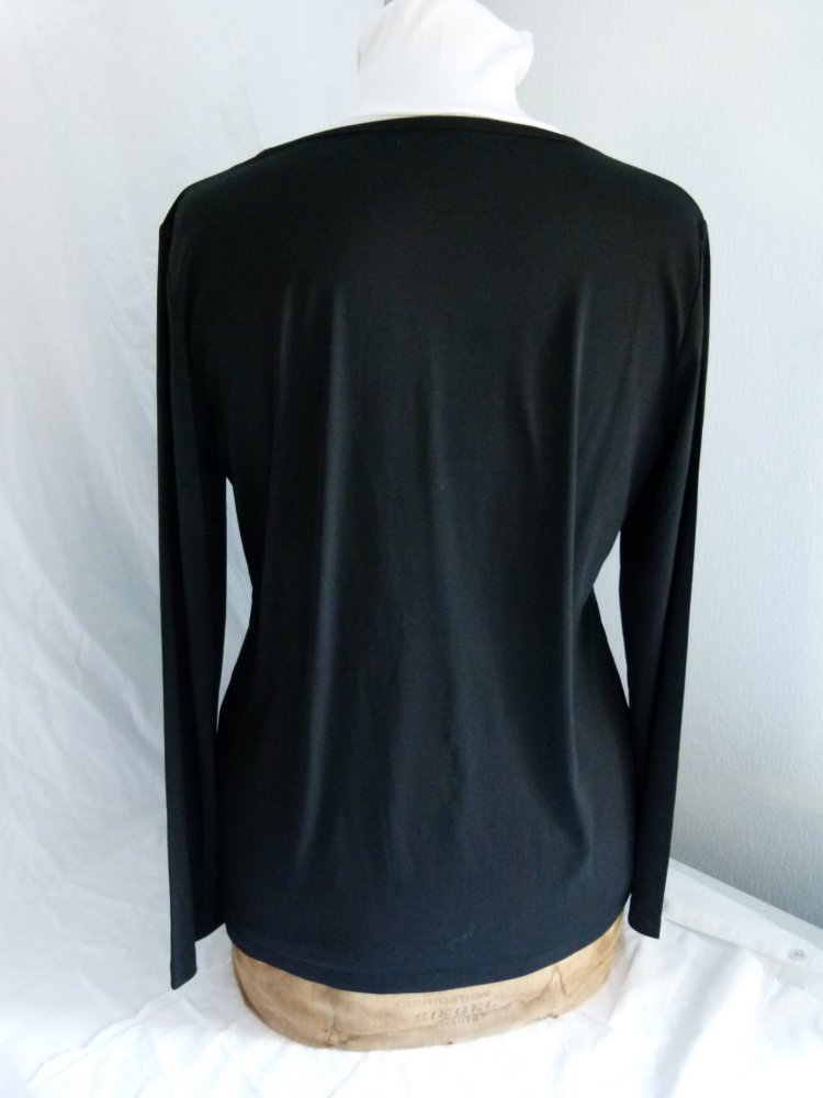 Long Top Tunika, schwarz mit grauem Muster und transparenten Pailletten, Boho Lagenlook Festlich Edel Büro