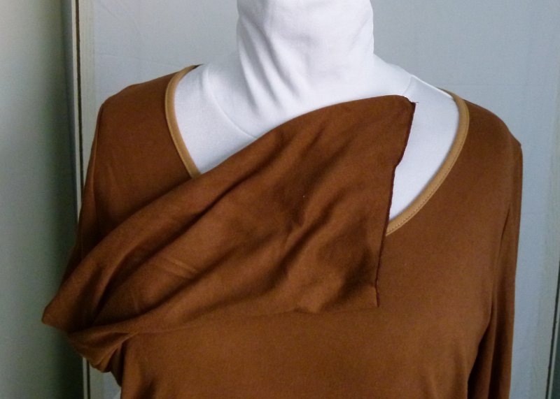 Langarm Shirt mit Trompetenärmeln, braun hellbraun, Mori Boho Goa Festival Lagenlook