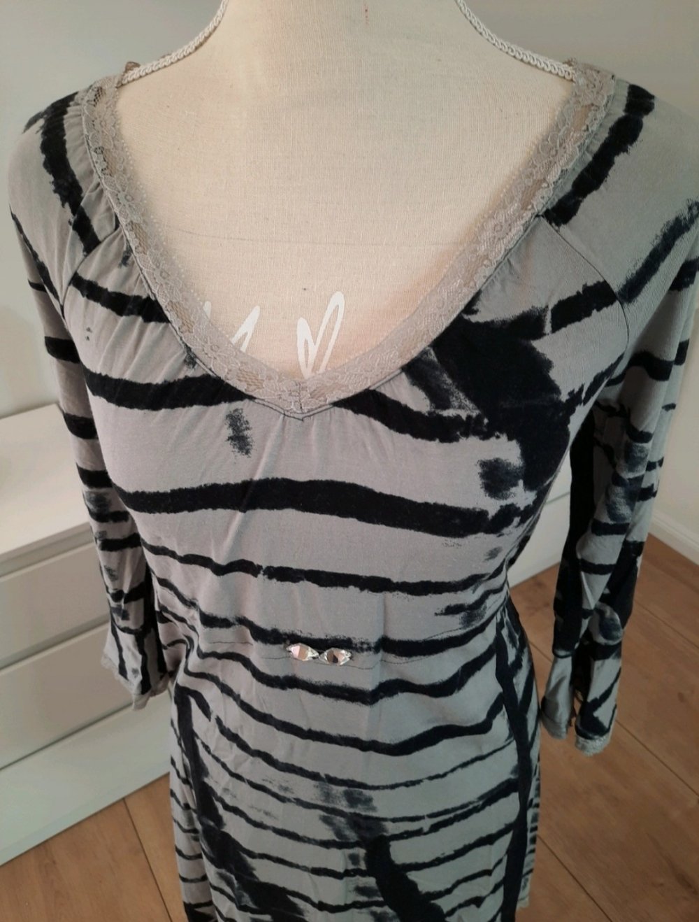 Midikleid mit Glöckenarmel und Spitze, nachhaltig  natural orcanic öko