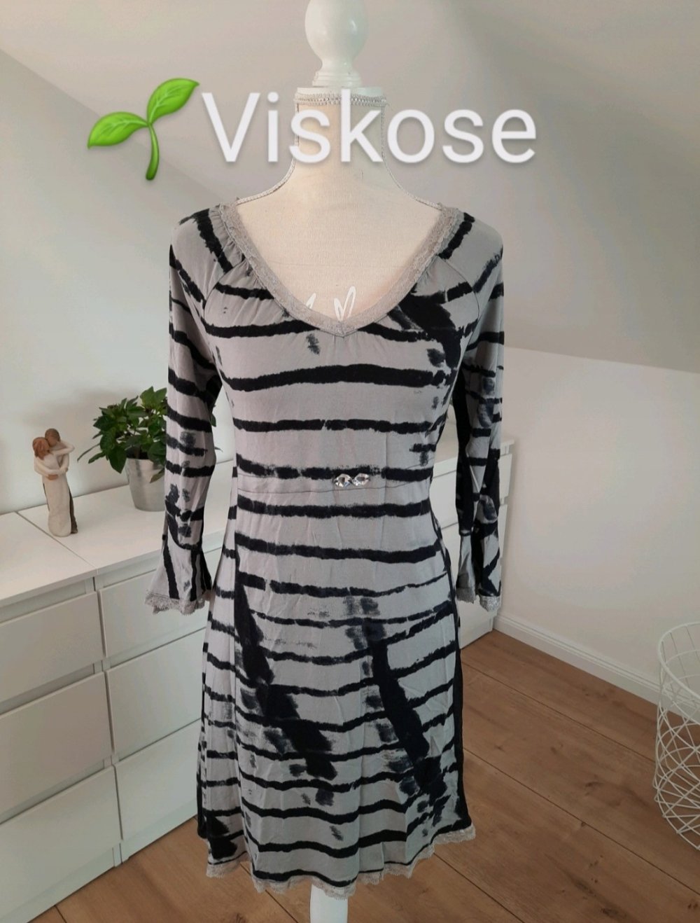 Midikleid mit Glöckenarmel und Spitze, nachhaltig  natural orcanic öko