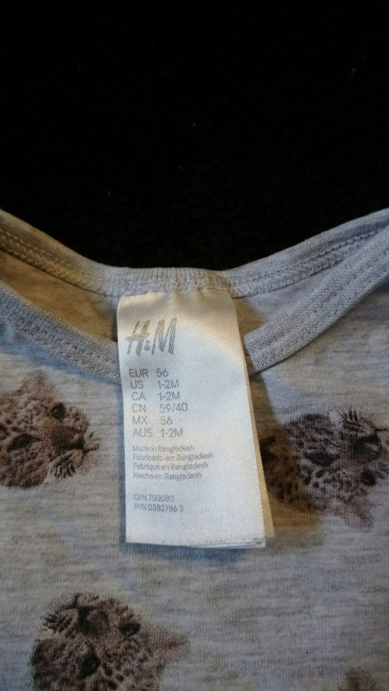 Set Shorts Shirt Mütze H&M grau 56 Katze