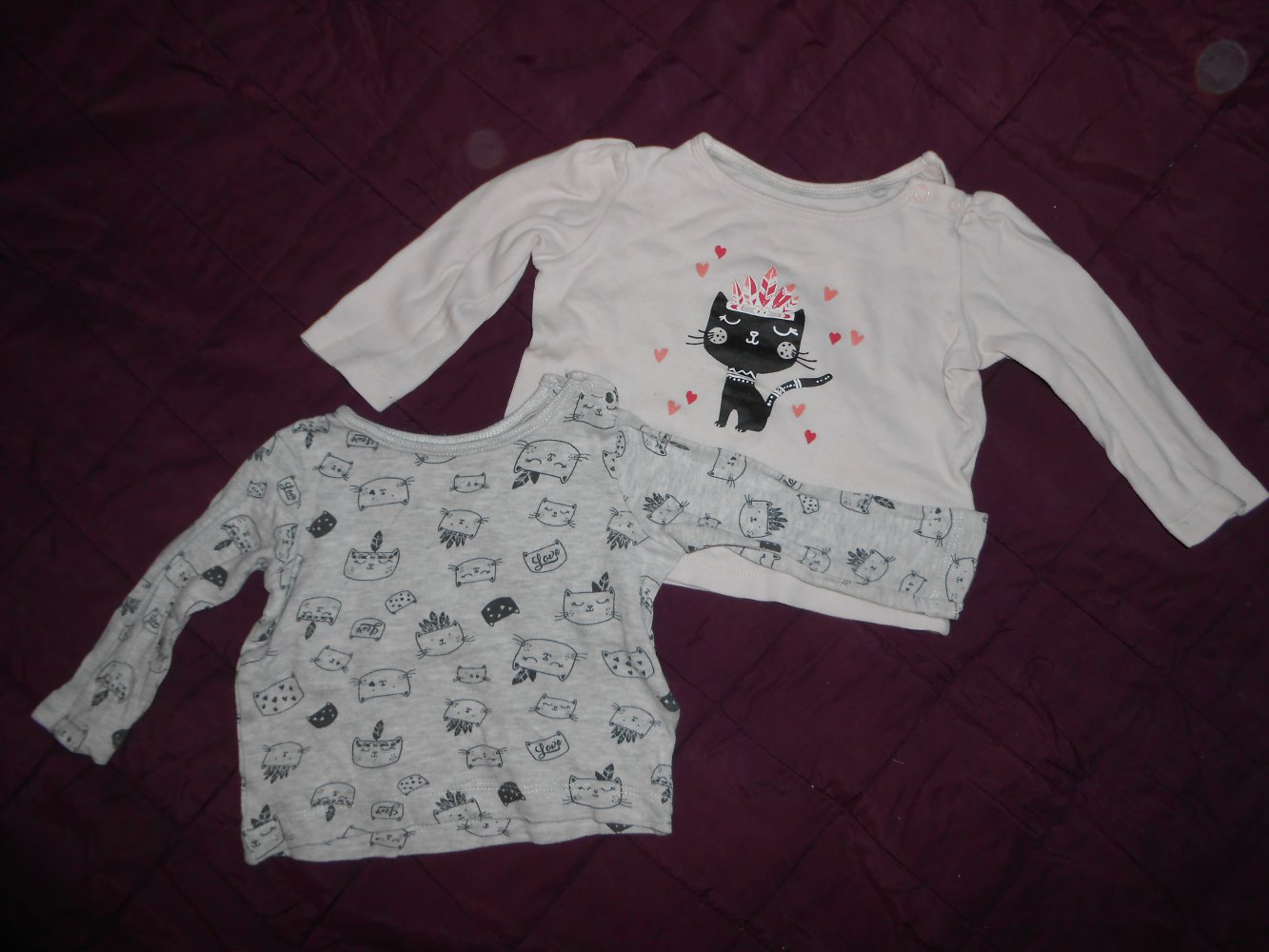2 Pullover lupilu 62/68 grau pink Katze