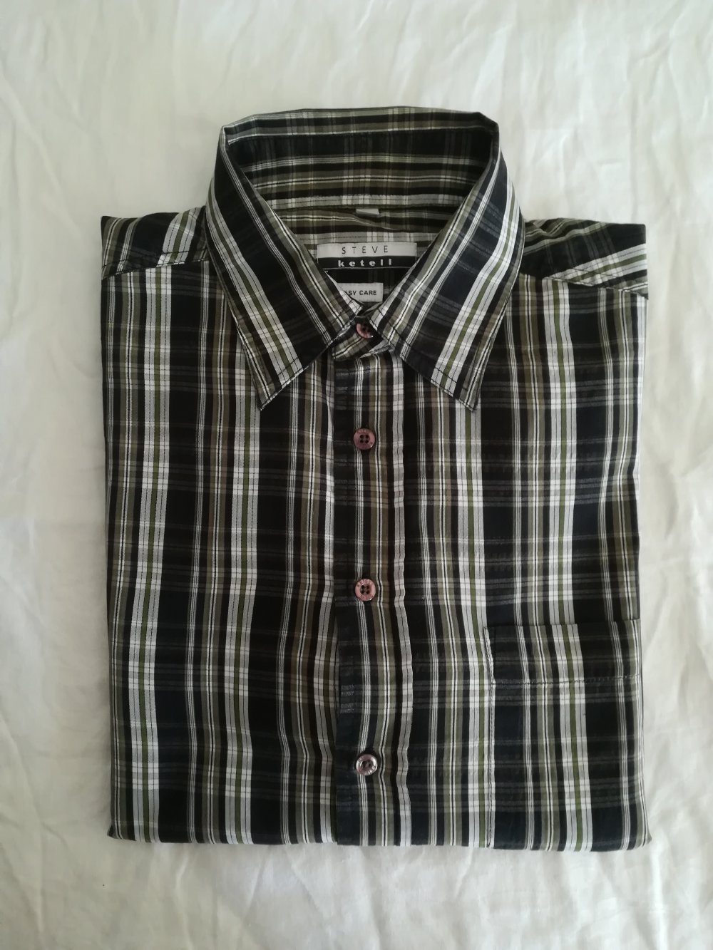 Langarm Herrenhemd mit Shirtärmeln Gr. L