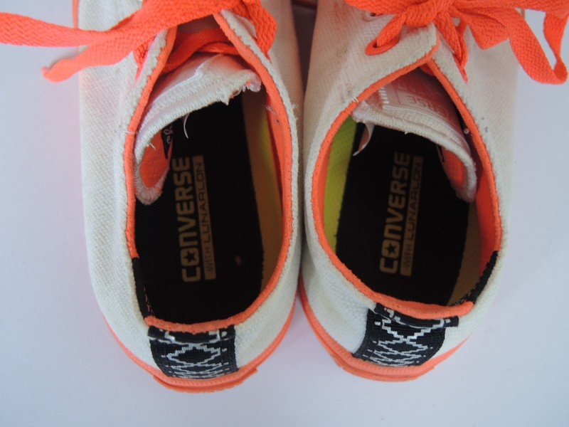 coole Chucks Converse Sneaker weiß neon orange Gr.33 mit Lunarlon