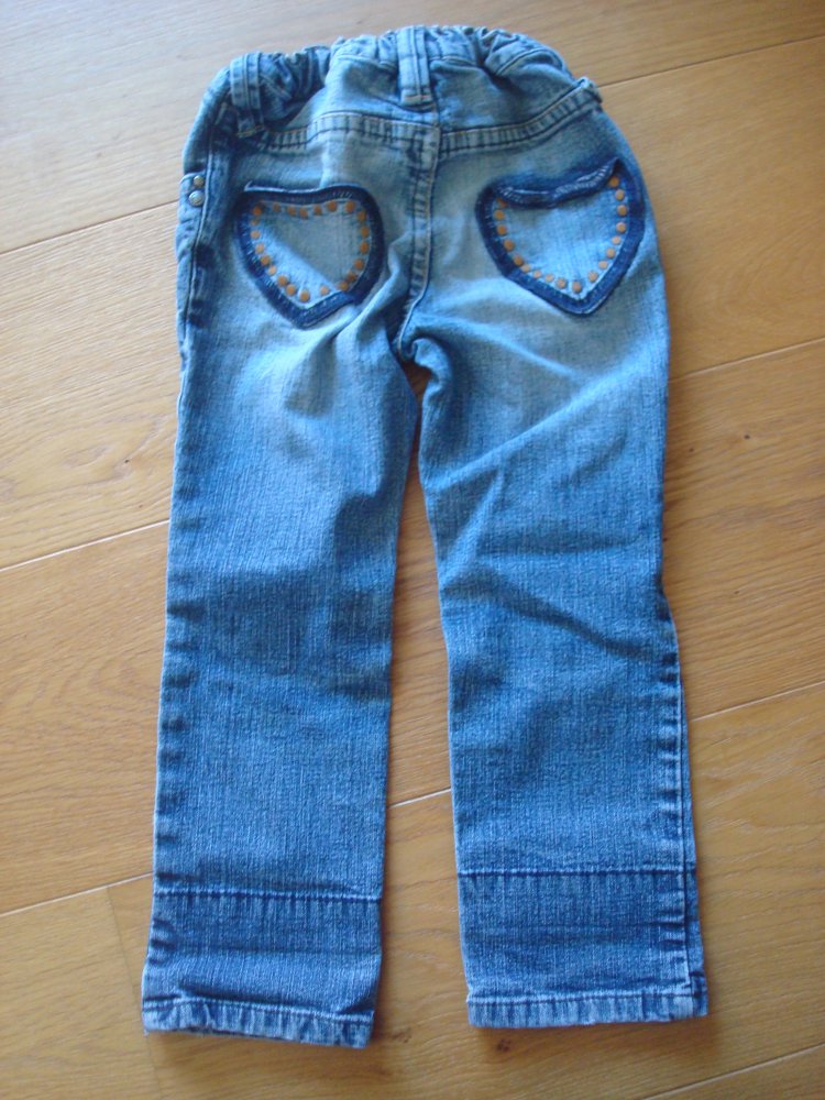 Hose, Jeans mit süßer Stickerei und verstellbarem Bund
