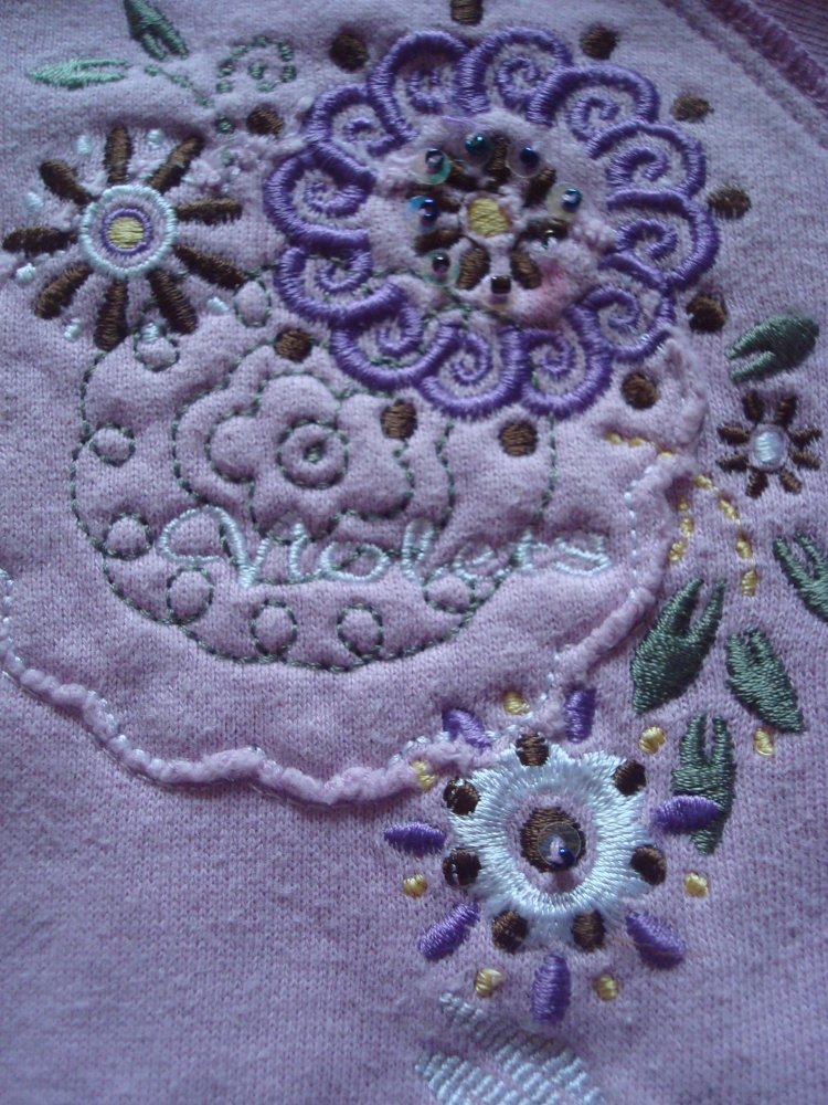 Strickjacke, Cardigan, Sweatjacke mit Stickerei und Perlen