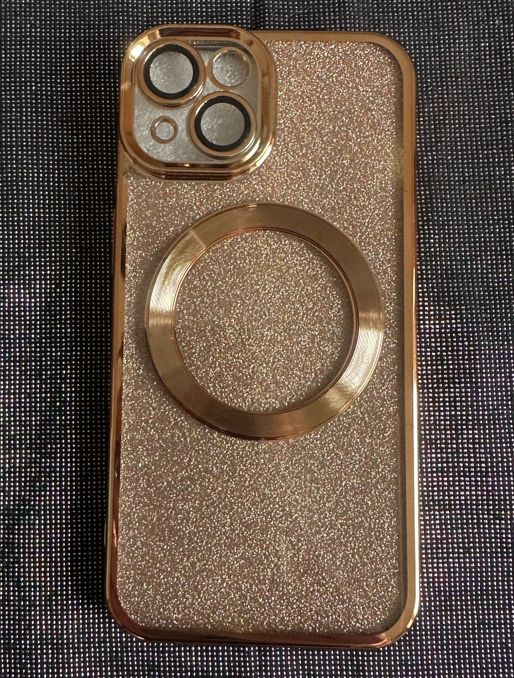 iPhone 14 Handyhülle Bumper Schutzhülle Glitzer Gold magnetisch Neu