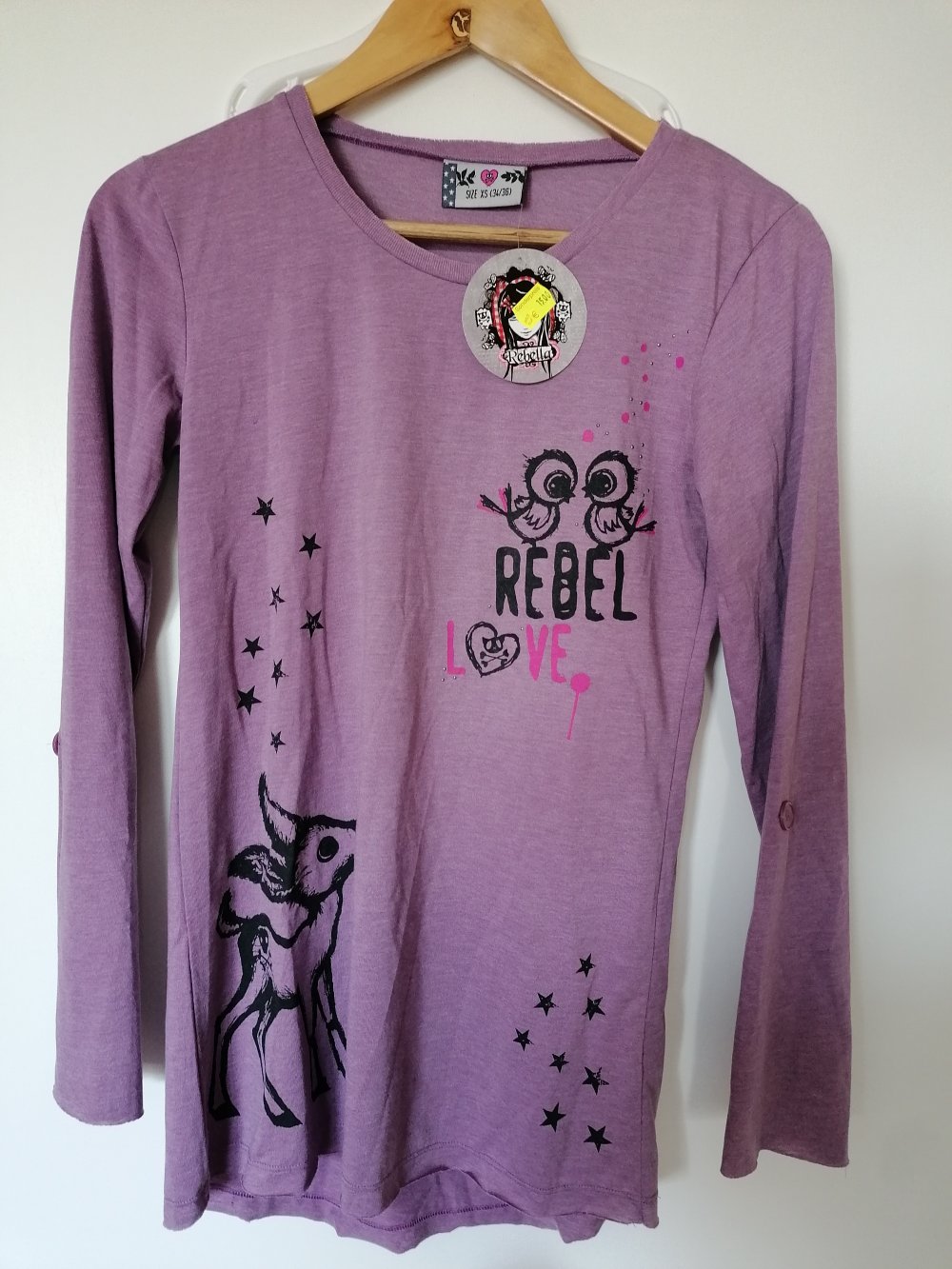 Rebella: violettes Langarmshirt mit Motiven Gr. 176