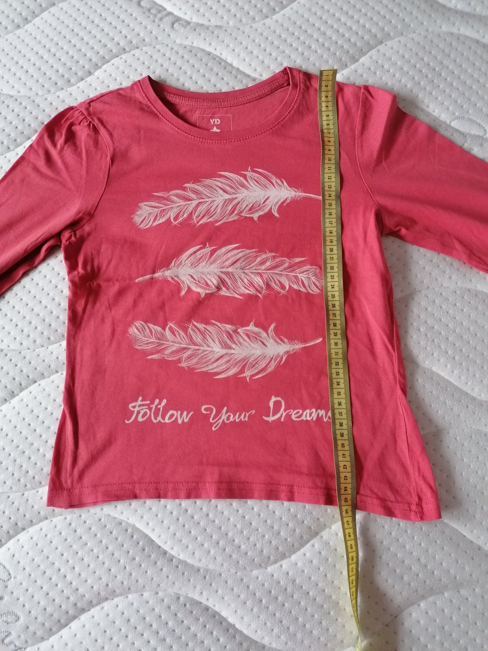 Young Dimension: roséfarbenes Langamrshirt mit Federn Gr. 134