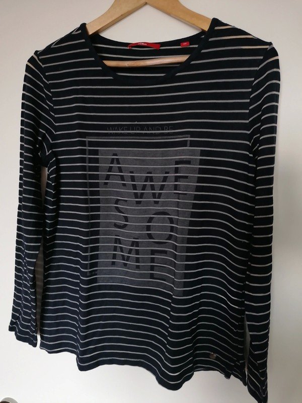 s.Oliver: dunkelblaues Viskoseshirt mit Streifen Gr. 38