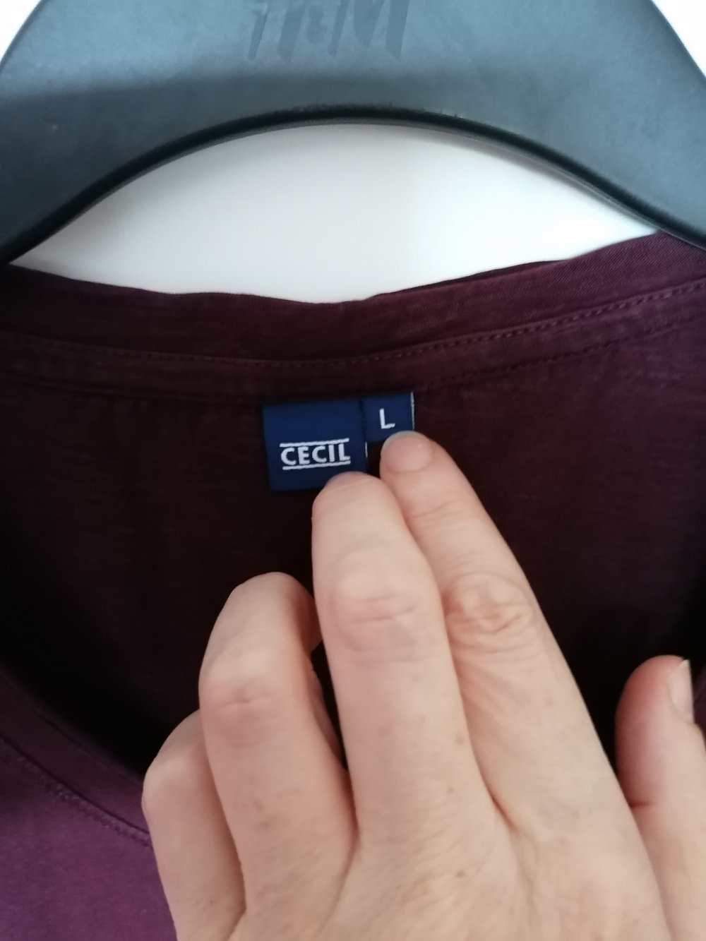 Cecil: bordeauxrotes T-Shirt mit Aufschrift Gr. L