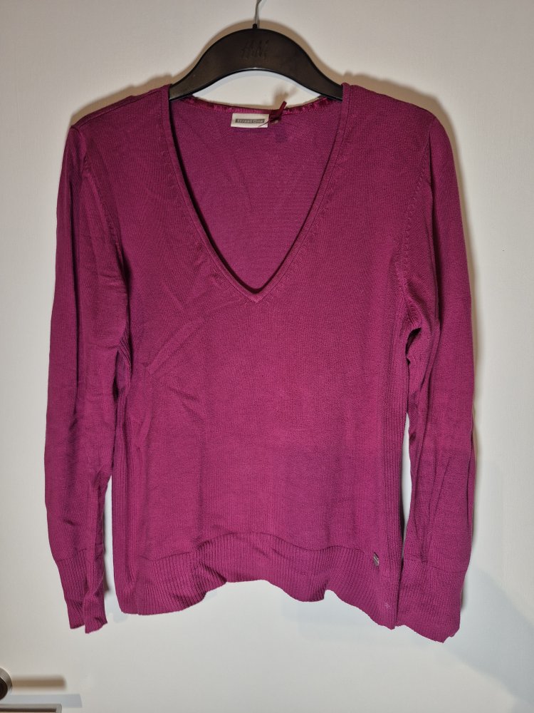 Street One: pinker Feinstrickpullover mit V-Ausschnitt Gr. 40/42