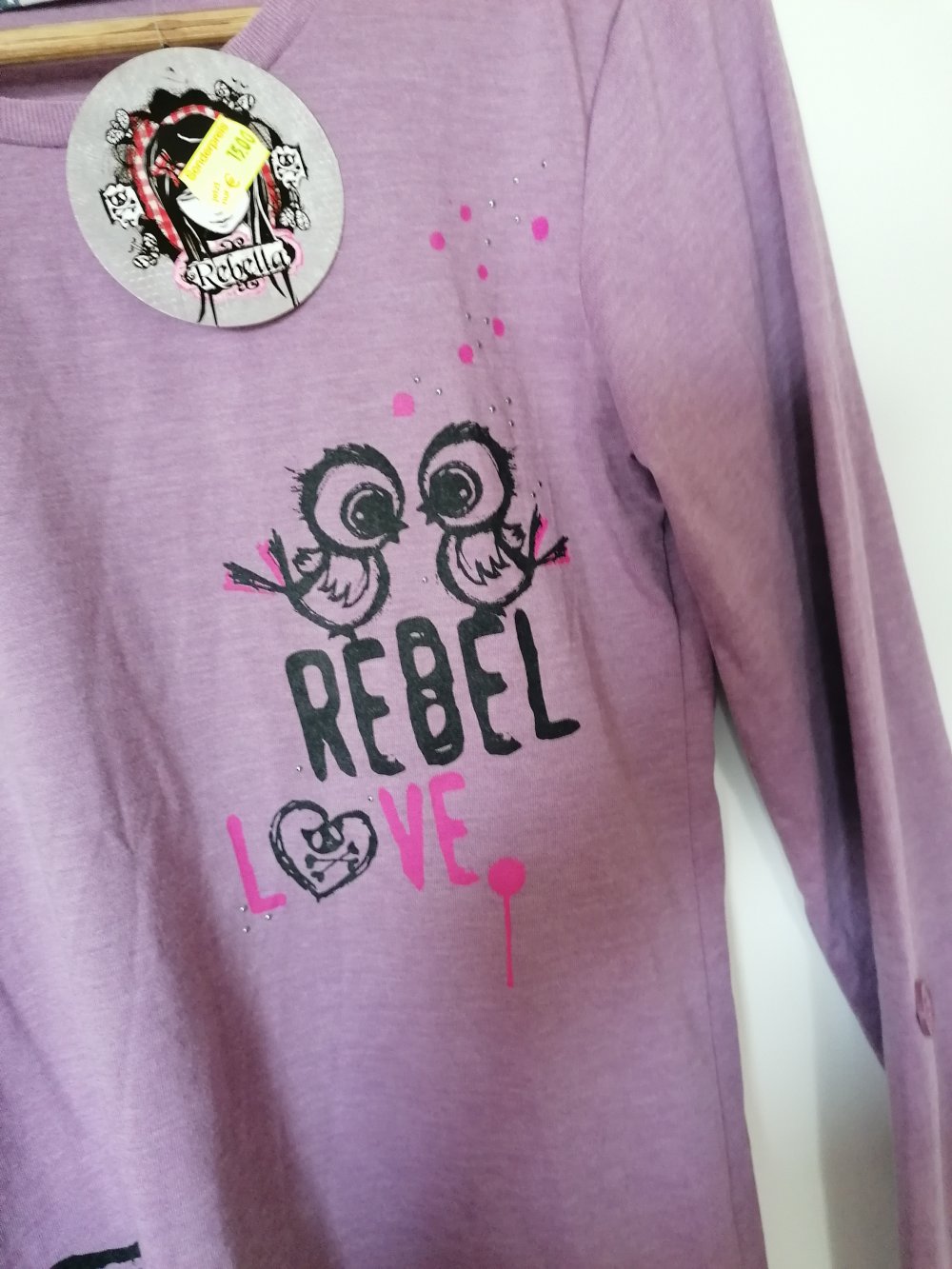 Rebella: violettes Langarmshirt mit Motiven Gr. 176