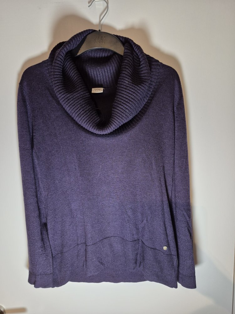 Esprit: dunkelblau, leicht schimmernder Feinstrickpullover Gr. L