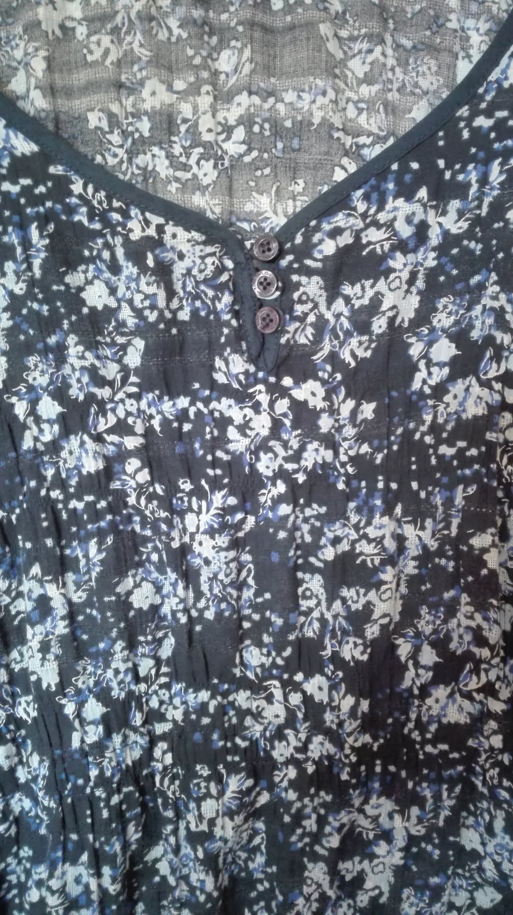 Tom Tailor: Schöne dunkelblau-schwarze Tunika mit Blumenprint Gr. 40