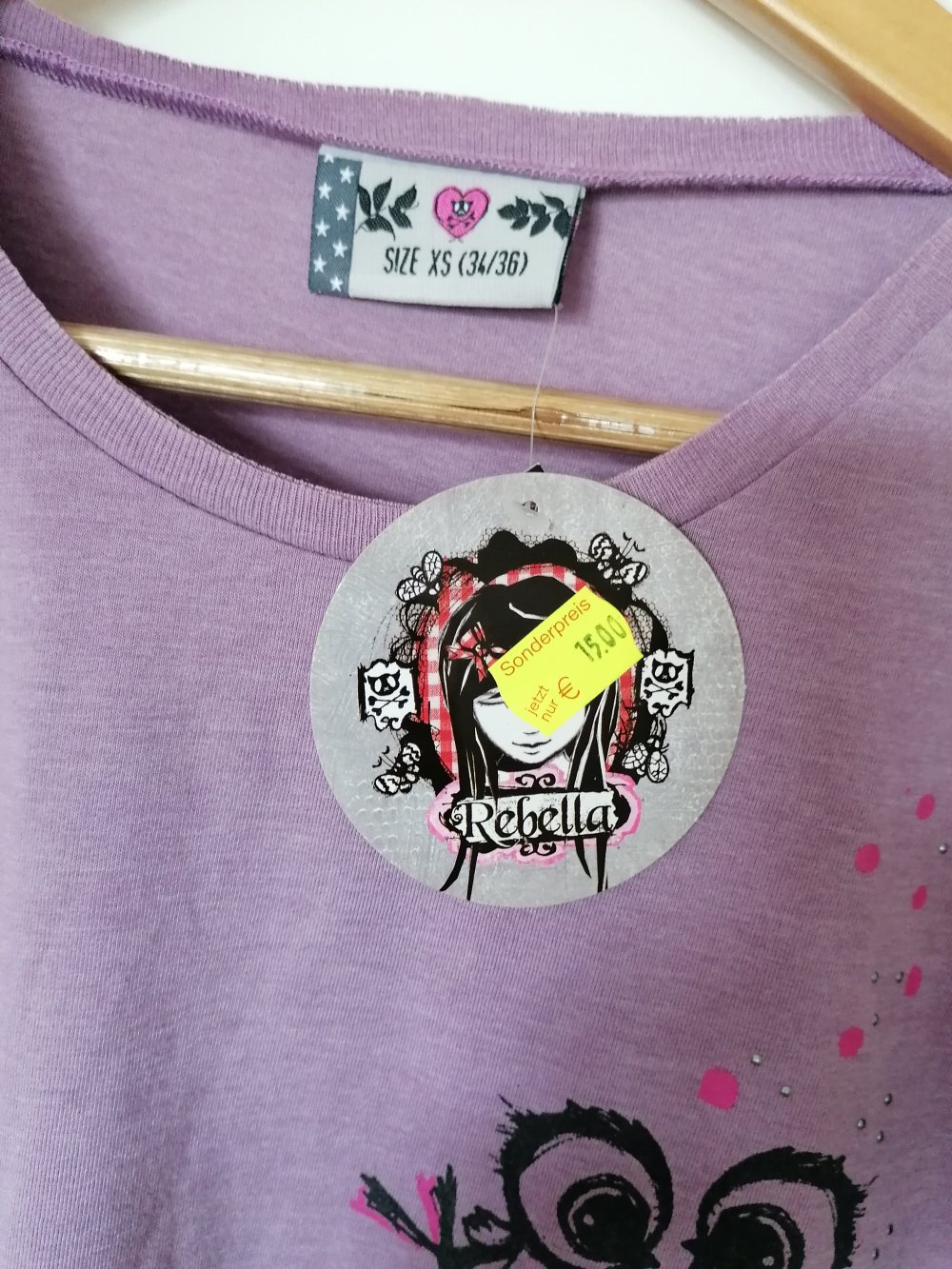 Rebella: violettes Langarmshirt mit Motiven Gr. 176