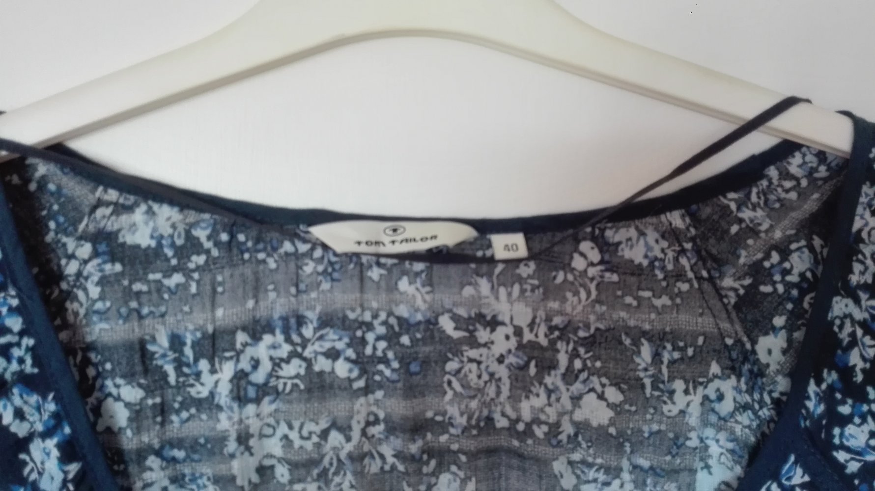 Tom Tailor: Schöne dunkelblau-schwarze Tunika mit Blumenprint Gr. 40