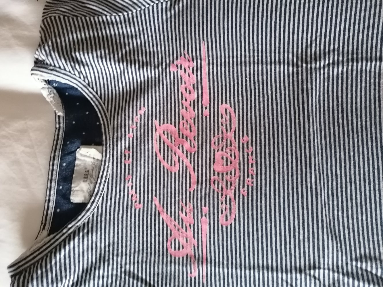 L. O. G. G: Gestreiftes Shirt mit Aufschrift Gr. 134/140