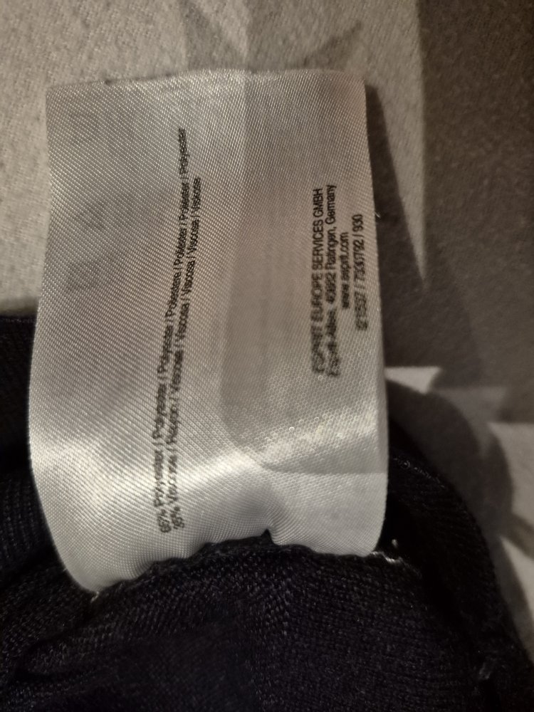 Esprit: dunkelblau, leicht schimmernder Feinstrickpullover Gr. L