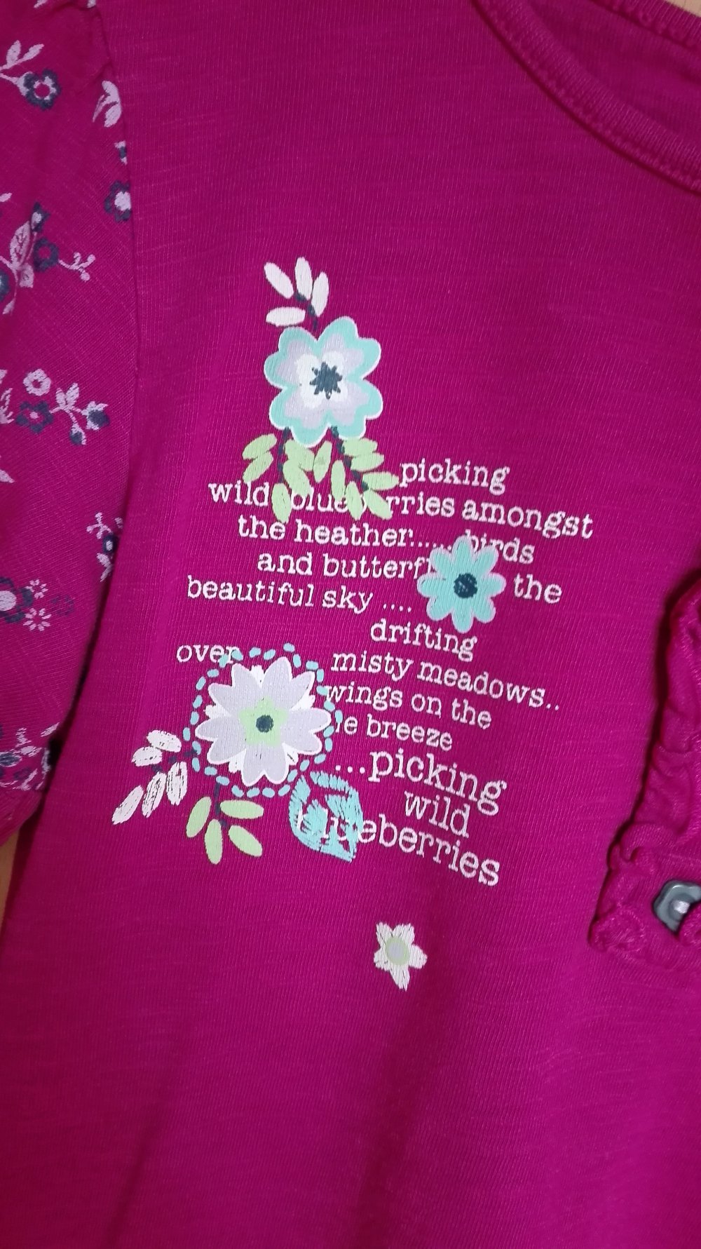 Dunnes: pinke Tunika mit Schmetterlingen, Blumen, Rüschen Gr. 98